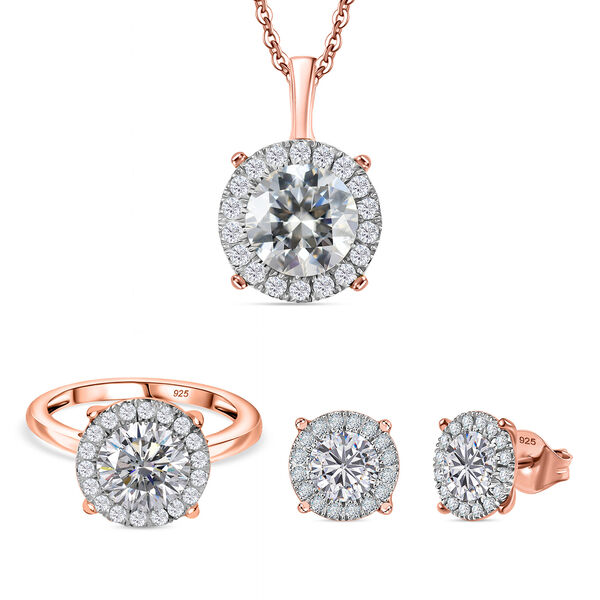 Moissanit Schmuckset - 925 Silber mit 750 Roségold Vermeil image number 0