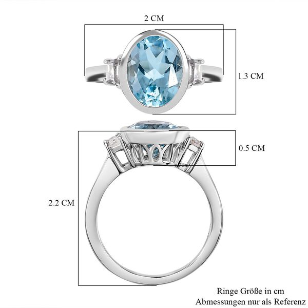 Himmelblauer Topas und Zirkon Ring - 3,14 ct. image number 7