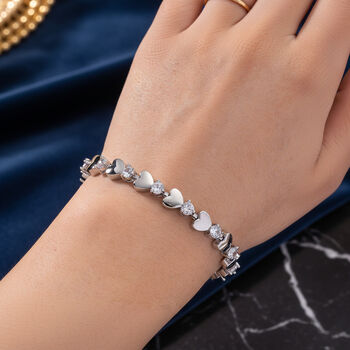 Wei&szlig;er Kristall Armband ca. 19 cm, silberfarben