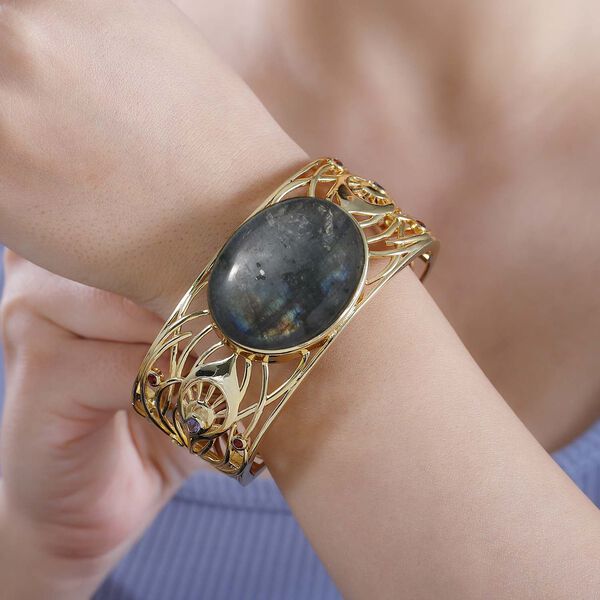 Labradorit und Multi-Edelstein-Armreif, 19 cm - 84,95 ct. image number 3