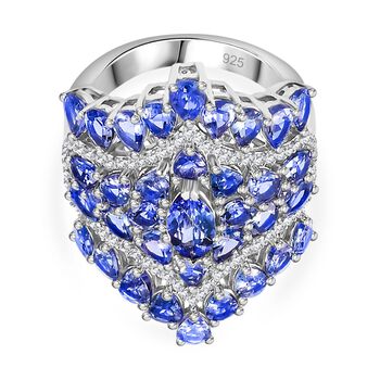 Tansanit Ring 925 Silber rhodiniert (Gr&ouml;&szlig;e 17.00) ca. 6,16 ct