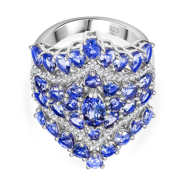 Tansanit Ring 925 Silber rhodiniert (Gr&ouml;&szlig;e 17.00) ca. 6,16 ct