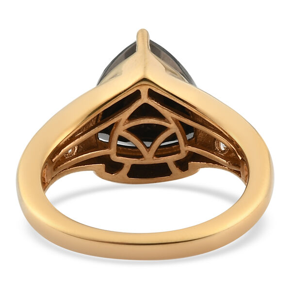 Elite Shungit und Zirkon Ring 925 Silber vergoldet  ca. 2,34 ct image number 6