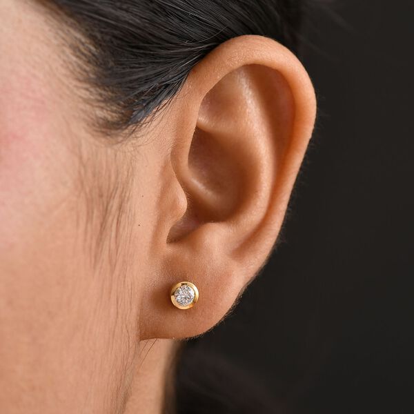 Moissanit Ohrringe 925 Silber 750 Gelbgold Vermeil ca. 0.46 ct image number 2