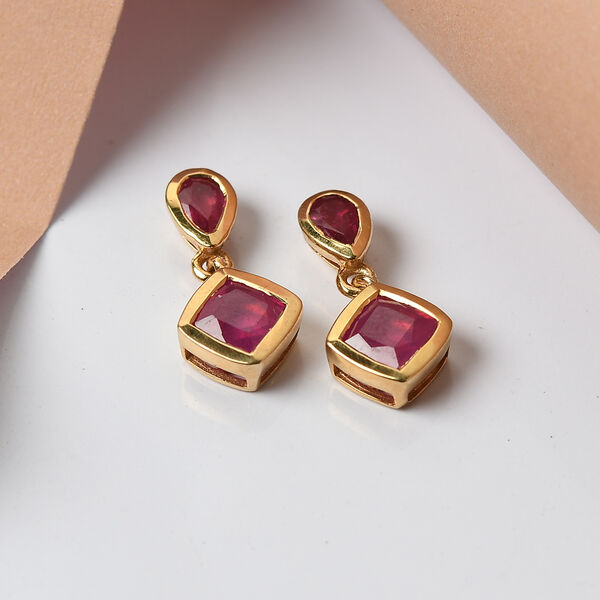 Afrikanisher Rubin(Fissure gef&uuml;llt) Ohrh&auml;nger 925 Silber vergoldet ca. 2,76 ct&nbsp; image number 2