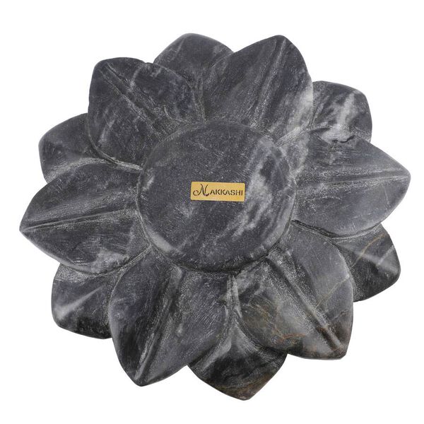 NAKKASHI - Handgeschnitzte Marmorsch&uuml;ssel im Lotos Design, Grau image number 4