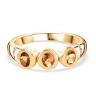 AA Natürlicher goldener Tansanit, Weißer Zirkon Ring, 925 Silber 750 Gelbgold Vermeil (Größe 18.00) ca. 0.55 ct