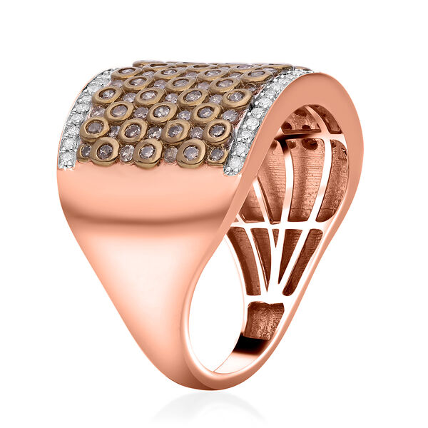 Natürlicher Champagner und weißer Diamant-Ring - 1 ct. image number 3
