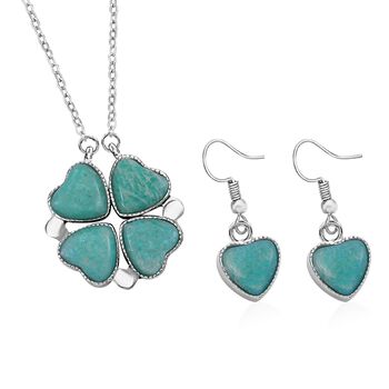 Amazonit und hellblaues Kristall 2-Wege-Schmuckset