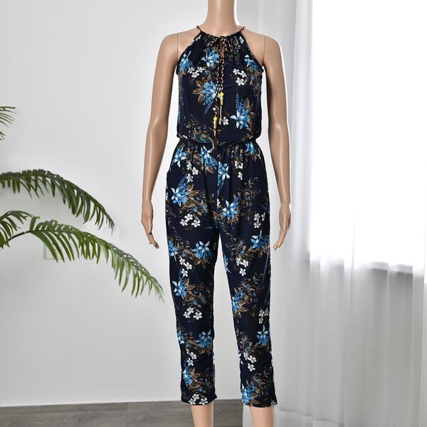 Träger-Jumpsuit mit gesmokter Taille, Blau image number 0