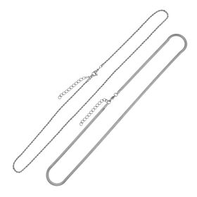 2er Set - Fischgrät und Kordelkette, silberfarben
