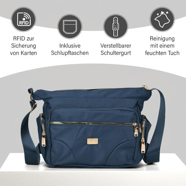 Stylische Umhängetasche mit verstellbarem Gurt und RFID-Schutz, Petrolfarben image number 3