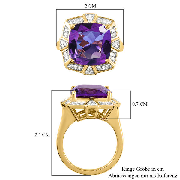 Afrikanischer Amethyst und Zirkon-Ring, 925 Silber vergoldet  ca. 6,64 ct image number 7