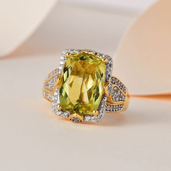 AA Ouro Verde Quarz und Zirkon Ring - 7,81 ct. image number 2