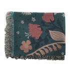 Handgewebte Jacquard-Decke mit Fransen, 100% Baumwolle, Blumenwiese, Grün und mehrfarbig image number 3