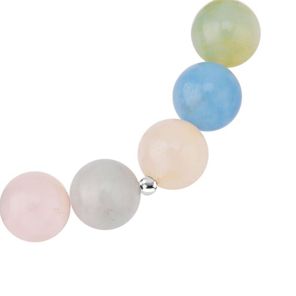 Mehrfarbiges Beryll, Smaragd, Aquamarin, Morganit, Heliodor-Armband(10-12mm), ca. 18 cm 925 Silber rhodiniert ca. 200.00 ct image number 4