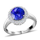 Rhapsody AAAA Tansanit, Weißer Diamant Ring 950 Platin (Größe 16.50) ca. 3,00 ct