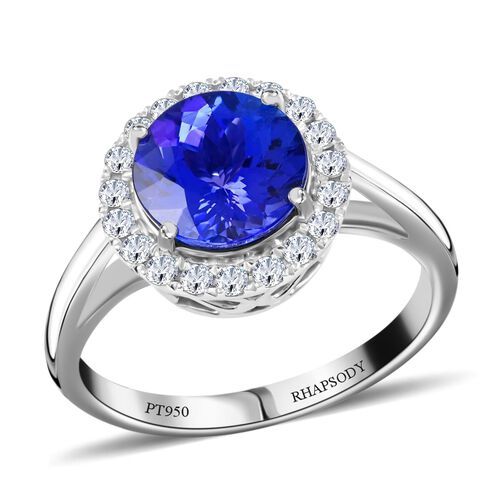 RHAPSODY zertifiziert und geprüft AAAA Tansanit und Diamant Ring in 950 Platin - 3 ct. image number 0