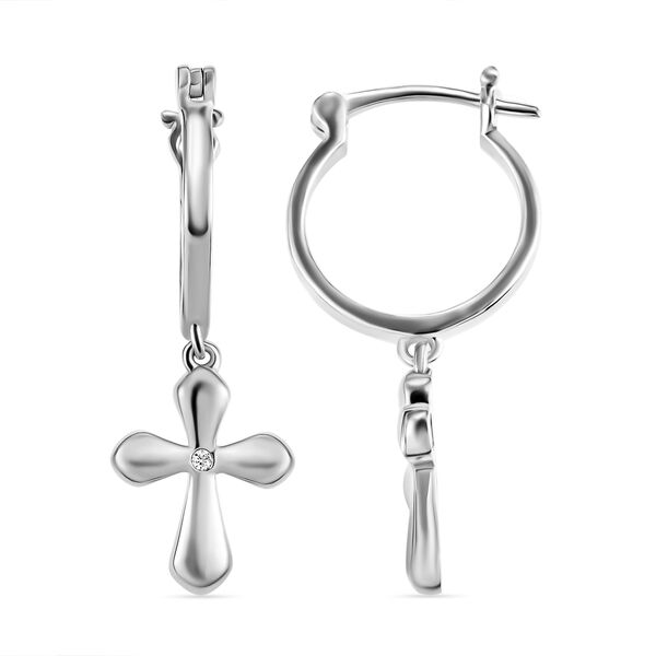 Wei&szlig;e Diamant-Ohrringe, 925 Silber platiniert image number 4