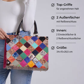 Chaos by Elsie Echtleder Crossbody Tasche mit RFID und Mini-Blitzlampe, 34x15x26,5cm