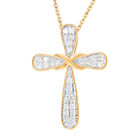 Weißer Diamant Anhänger, 925 Silber Gelbgold Vermeil, ca. 0.33 ct