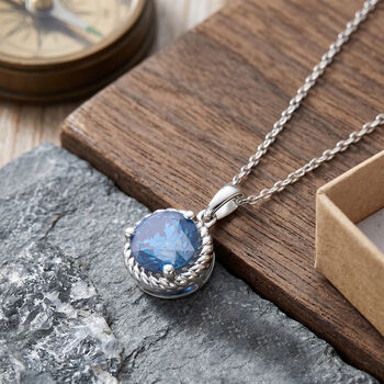 LUXURIANT SI-GH Labor blauer Diamant Anh&auml;nger mit 50cm Kette - 1,78 ct.