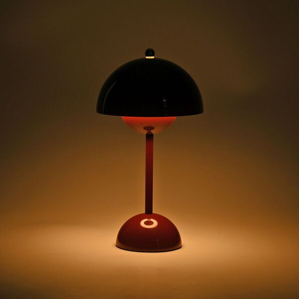 Kabellose Tischlampe im minimalistischen Retro-Pilzdesign – Touch-Steuerung, weinrot image number 7