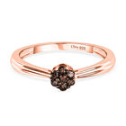 D'Joy Natürlicher Champagner Diamant Ring 925 Silber 750 Roségold Vermeil (Größe 16.00) ca. 0,11 ct