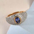 Tansanit und Zirkon-Ring, 925 Silber Gelbgold Vermeil  ca. 1,96 ct image number 1