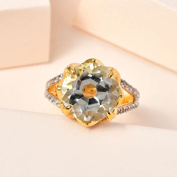 Prasiolith und Zirkon Ring - 8,06 ct.