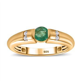 AA Smaragd und Zirkon Ring- 0,43 ct.