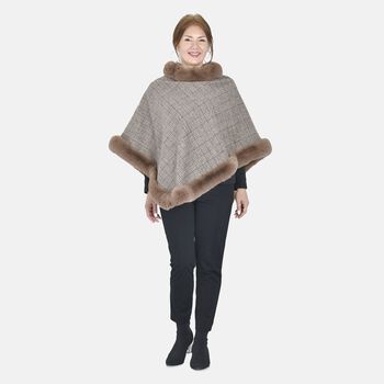 Kunstpelz-Poncho, 70x92 cm, hellbraun