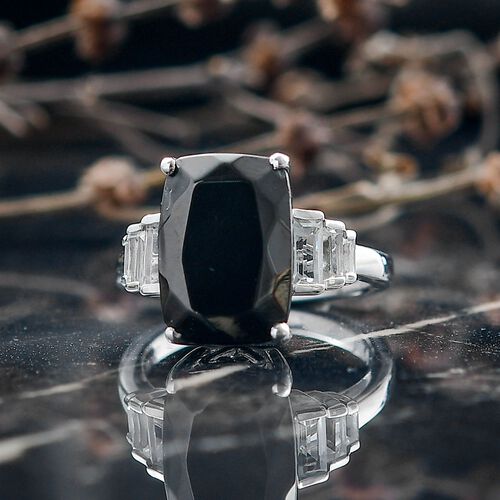 D'Joy Elite Shungit, Weißer Topas Ring 925 Silber rhodiniert (Größe 17.00) ca. 5,37 ct image number 1