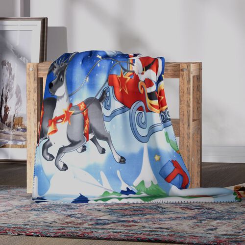 Weihnachtliche Fleecedecke mit Nikolaus und Rentier Muster image number 0