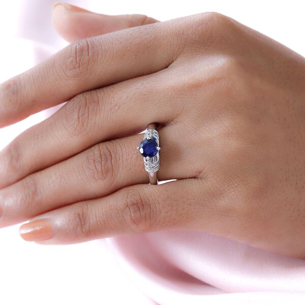 Masoala Saphir und wei&szlig;er Zirkon-Ring - 1,46 ct. image number 3