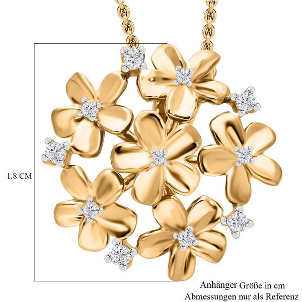 Weißer Diamant Anhänger,  925 Silber 750 Gelbgold Vermeil - 0,10 ct. image number 5