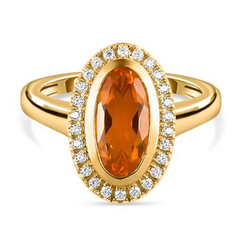 Purpurroter Feueropal und Moissanit-Ring, 925 Silber Gelbgold Vermeil (Gr&ouml;&szlig;e 17.00) ca. 1.79 ct