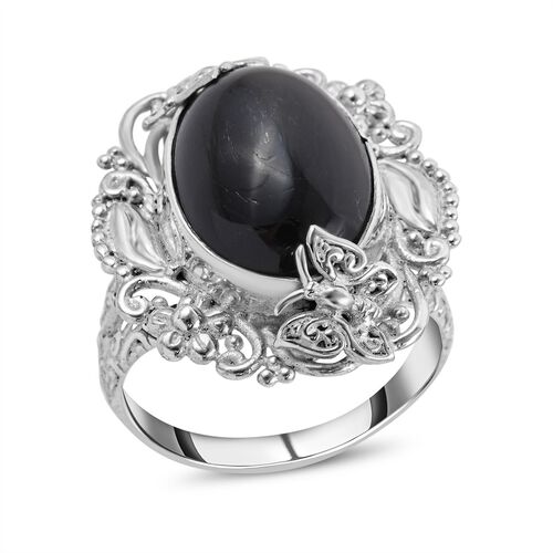 Royal Bali - Schwarz Stern Diopsid Ring, 925 Silber (Größe 16.00) ca. 17,05 ct image number 0