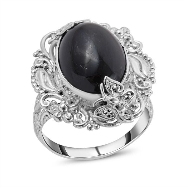 Royal Bali - Schwarz Stern Diopsid Ring, 925 Silber (Gr&ouml;&szlig;e 16.00) ca. 17,05 ct