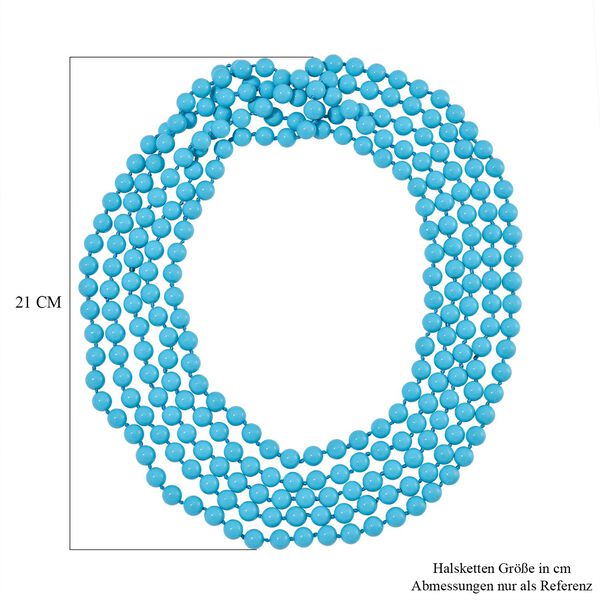 Mehrstr&auml;ngige Sleeping Beauty Muschelkernperlen-Halskette, 255 cm image number 4