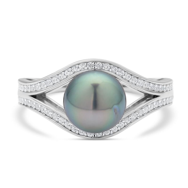 Tahiti Perle und Zirkon-Ring image number 0