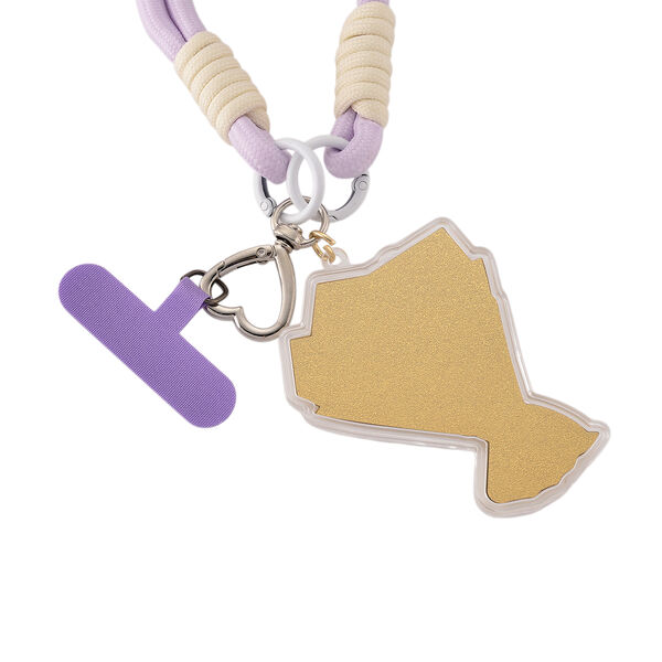 999er Gold Schl&uuml;sselanh&auml;nger im F&auml;cher Design mit Rosenbouquet, Lila Kordel image number 4