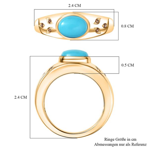 D'Joy AA Sleeping Beauty T&uuml;rkis, Kaffee Zirkon Ring 925 Silber 750 Gelbgold Vermeil (Gr&ouml;&szlig;e 18.00) ca. 1,07 ct image number 6