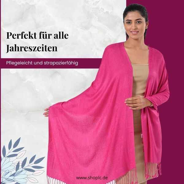 Jacquard-Schal aus Viskose, 70x195 cm, Fuchsia image number 2