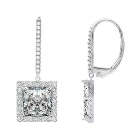 AAA Quadratische Halo Zirkonia Ohrringe, Klappverschluss, Messing, rhodiniert