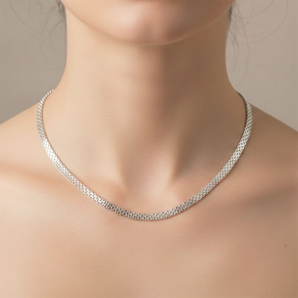 BISMARK 3 LINES 925 Silber rhodiniert Halskette ca. 50 cm ca. 5,05g image number 1