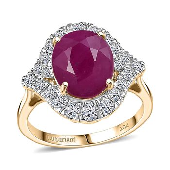 LUXURIANT DIAMOND - AAA Burmesischer Rubin, Lab Grown Diamant Ring 417 Gold (Gr&ouml;&szlig;e 16.50) ca. 5,50 ct