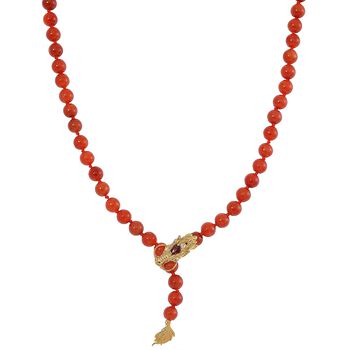 Rote Jade, Roter Granat Halskette ca. Flexibles cm 925 Silber 750 Gelbgold Vermeil (7-8 Werktage Lieferzeit) ca. 218.53 ct