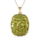 Natürlicher Peridot-Anhänger mit Kette, 925 Silber vergoldet ca. 15.45 ct
