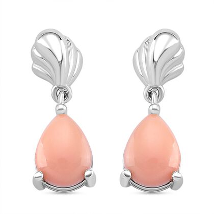 D'Joy Nat&uuml;rlicher Rosa K&ouml;nigsmuschel Perle (8x6 mm) Ohrringe 925 Silber rhodiniert